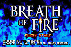 Breath of Fire title screen for GameBoy Advance
